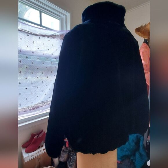 Vintage Leslie Fay | Faux Fur Jacket  Black Jacket Size S - Picture 5 of 8